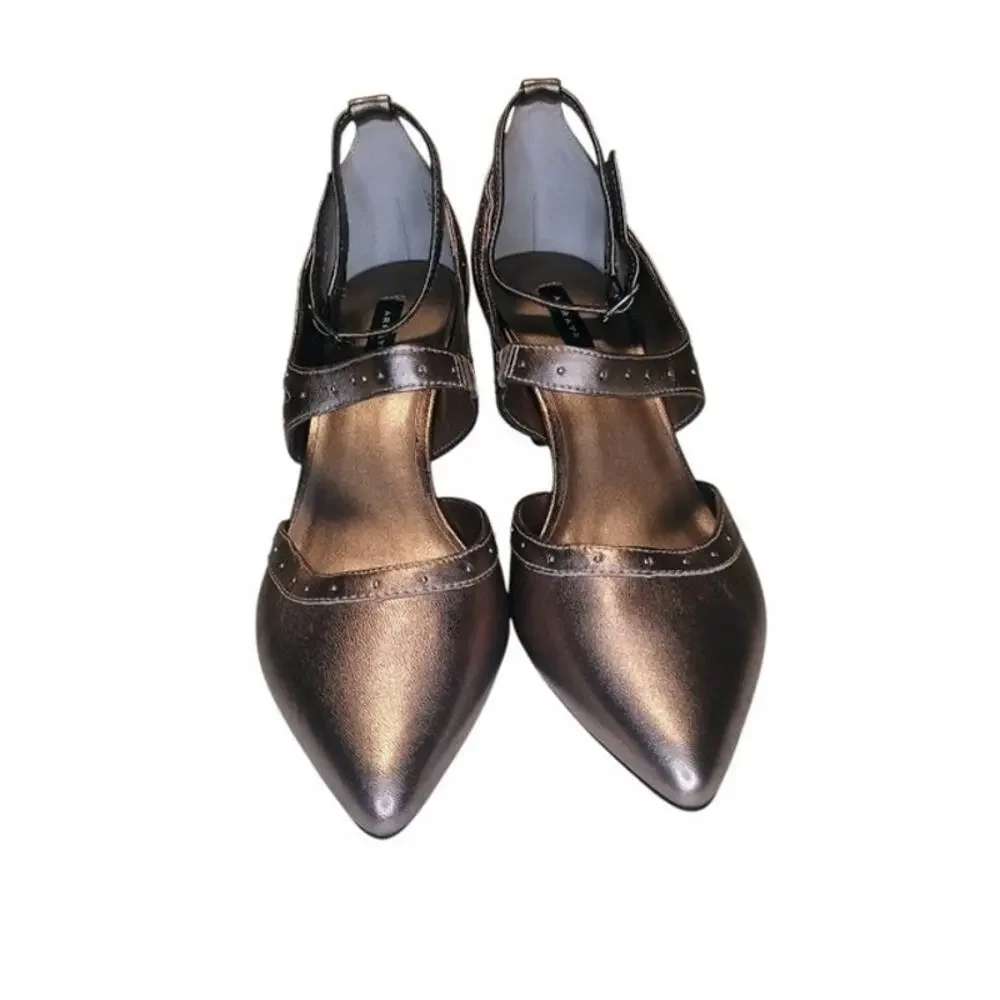 Array Silver 3” pump with stud detail, High ankle strap Women’s size 8.5m